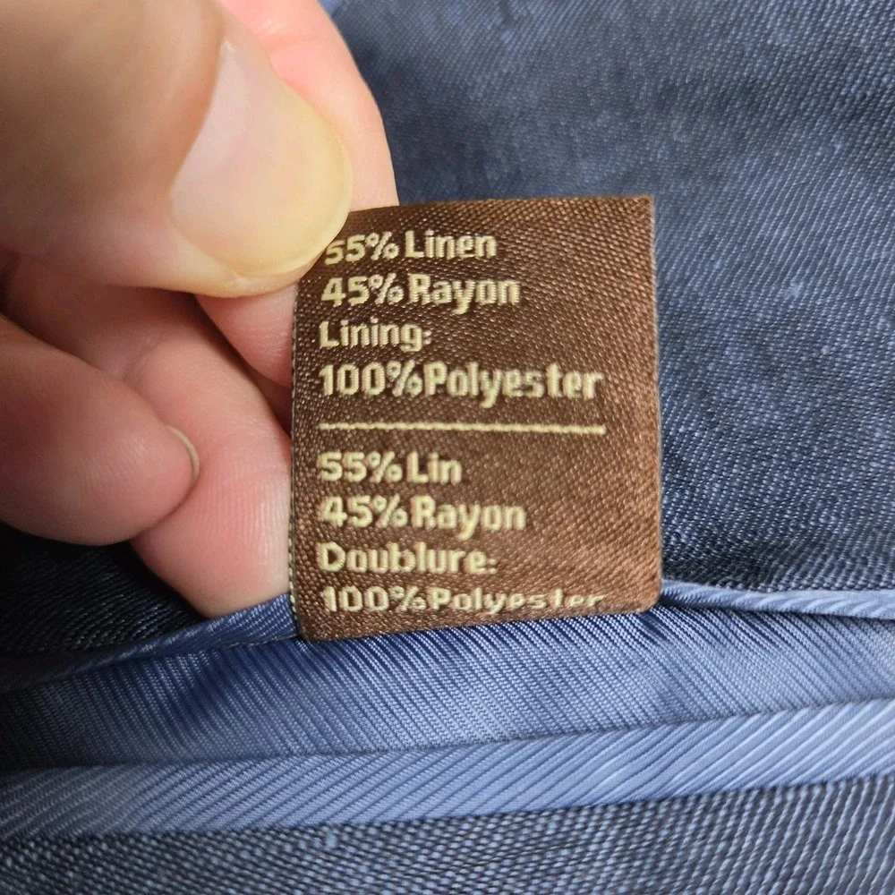 Oak Hill Blazer Men 1XL 46R/48R Blue Linen Blend 2 BTN Sport Jacket